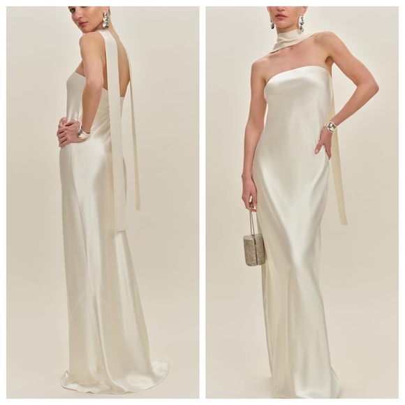 Reformation OREN White Ivory Strapless Maxi Dress Wedding Scarf MEDIUM w/ tags - Picture 1 of 10